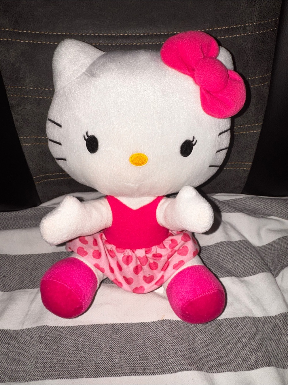 Hello Kitty Plush by Hello Kitty - White and Hot Pink Dress with Heart Print